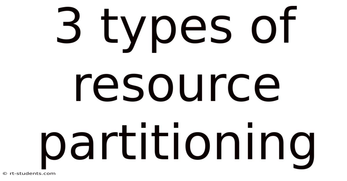 3 Types Of Resource Partitioning