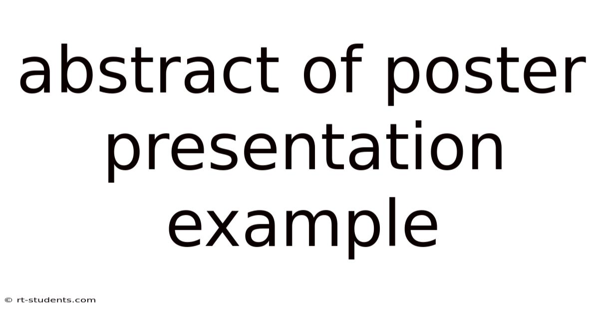 Abstract Of Poster Presentation Example