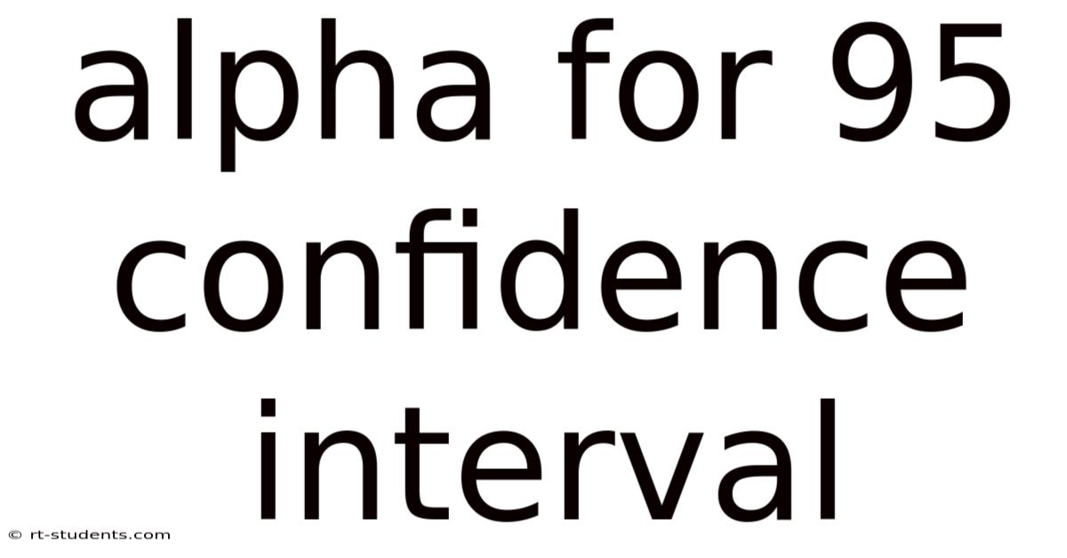 Alpha For 95 Confidence Interval