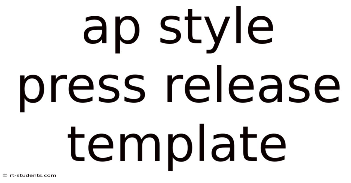 Ap Style Press Release Template
