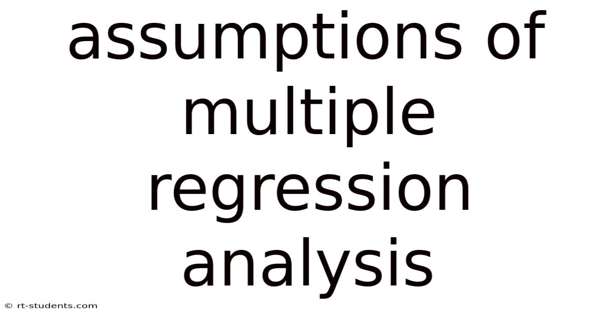 Assumptions Of Multiple Regression Analysis
