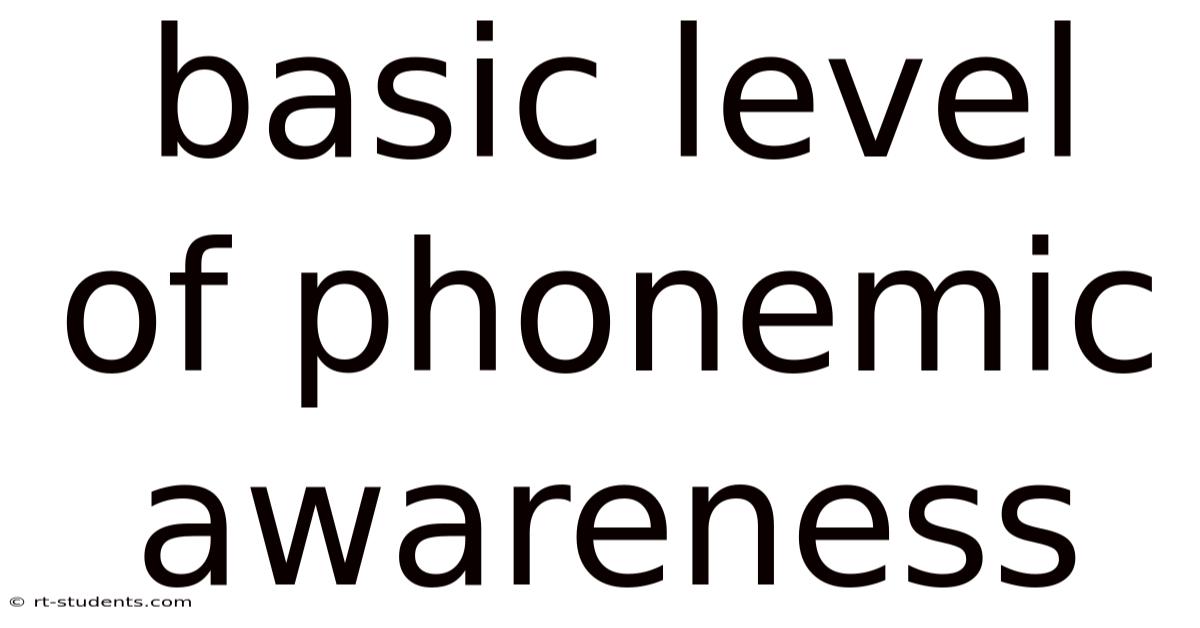 Basic Level Of Phonemic Awareness