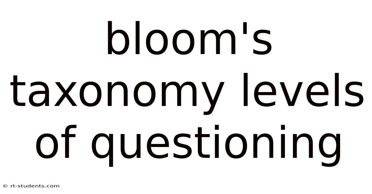 Bloom's Taxonomy Levels Of Questioning