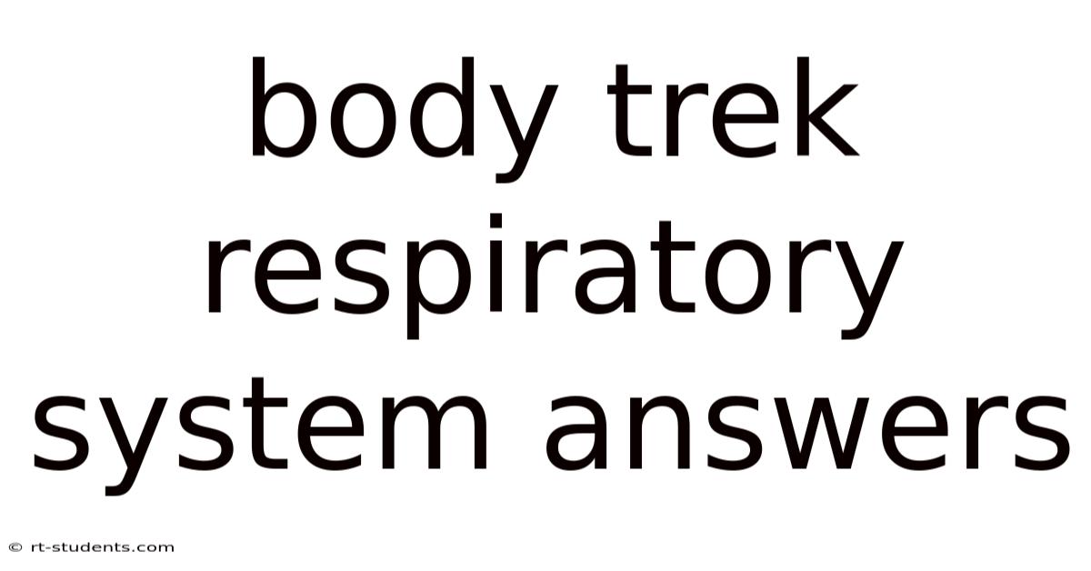 Body Trek Respiratory System Answers