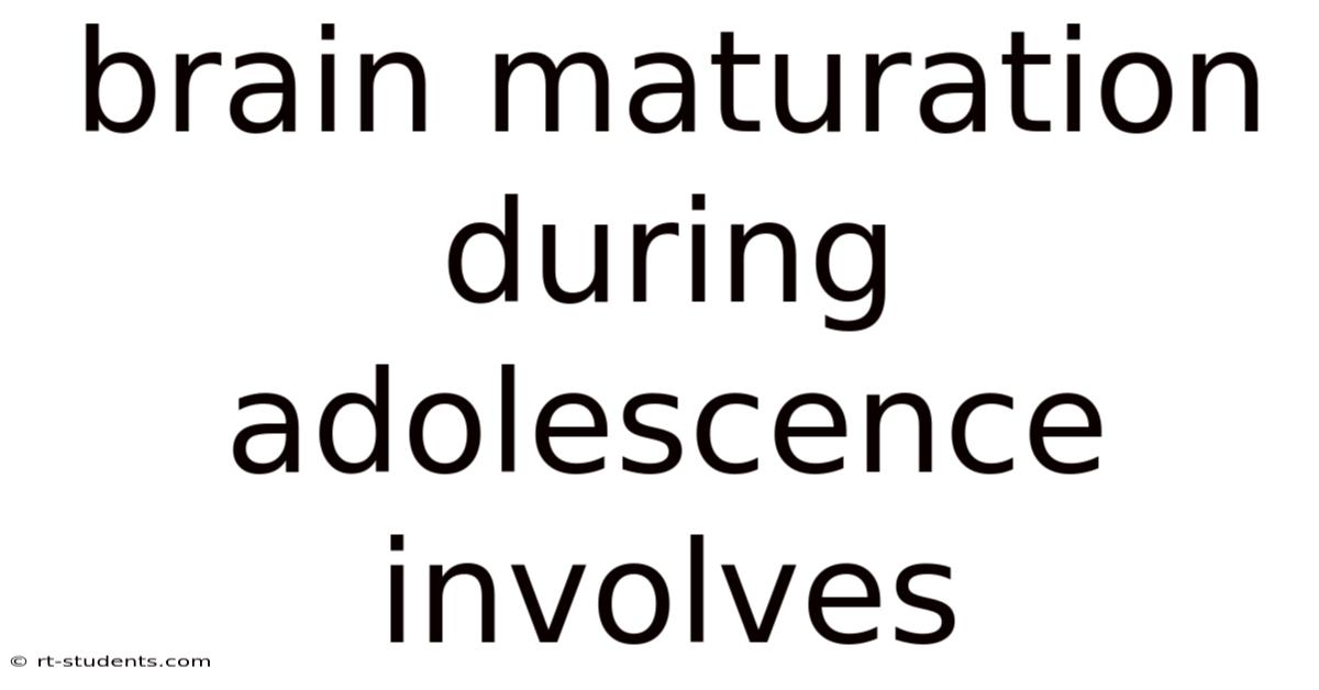Brain Maturation During Adolescence Involves