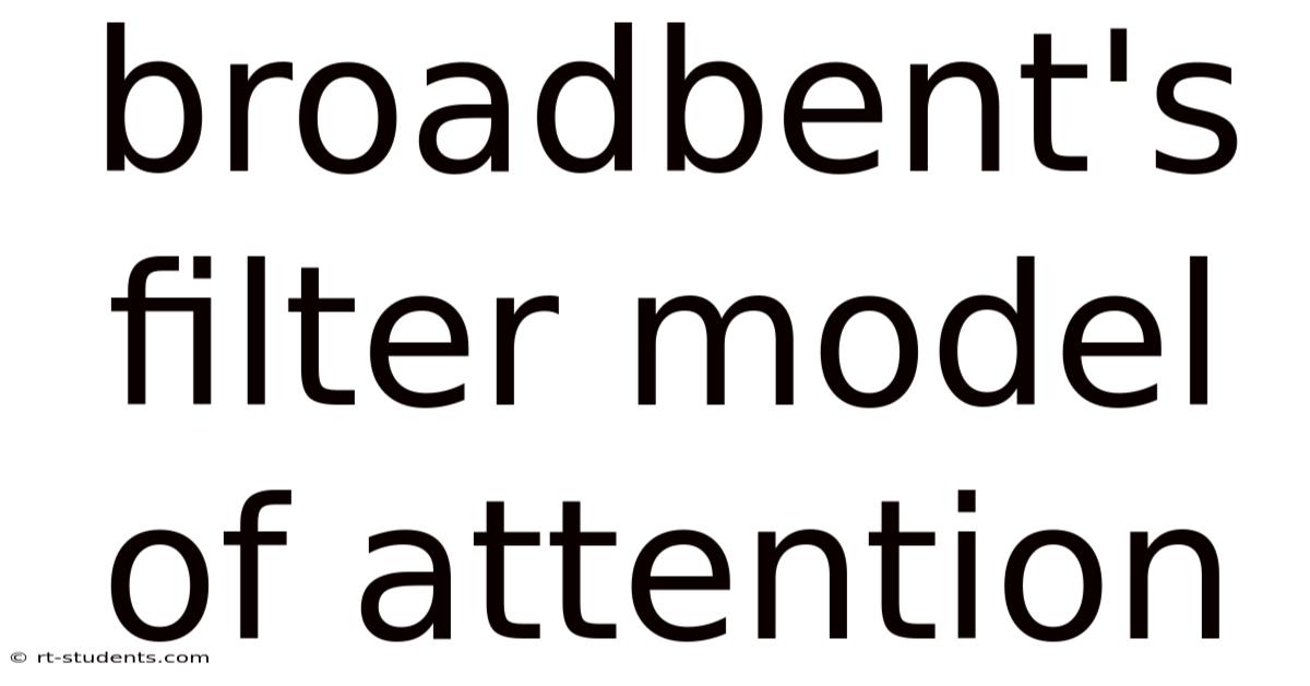 Broadbent's Filter Model Of Attention
