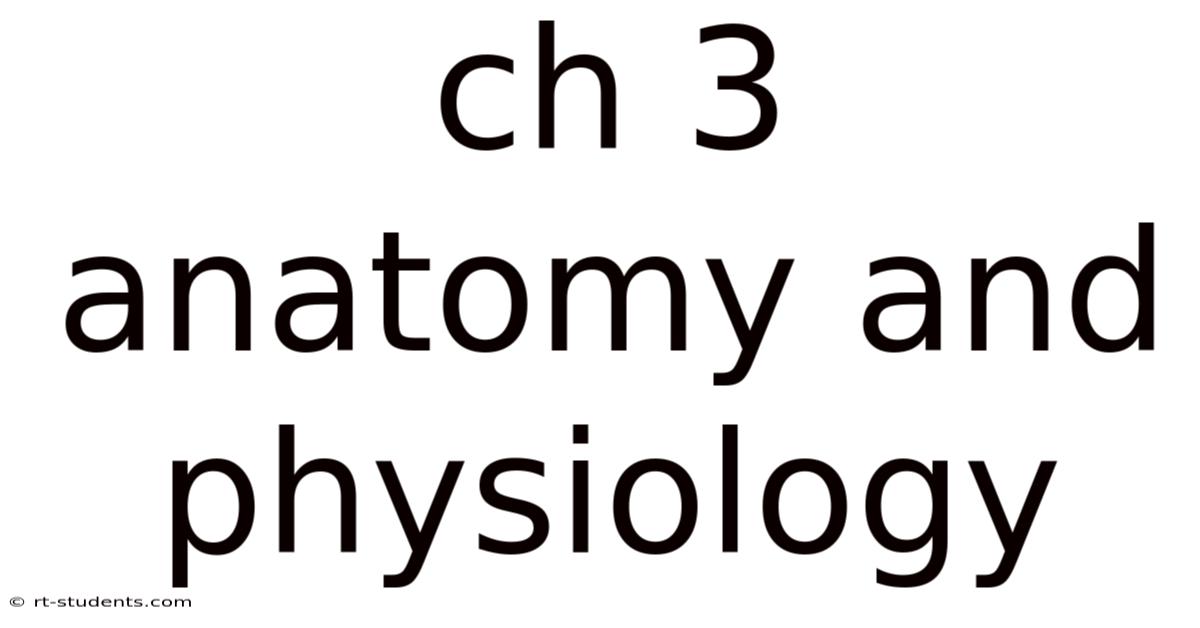 Ch 3 Anatomy And Physiology