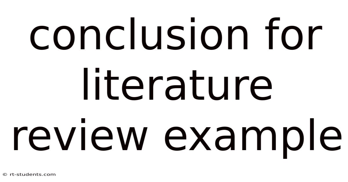 Conclusion For Literature Review Example
