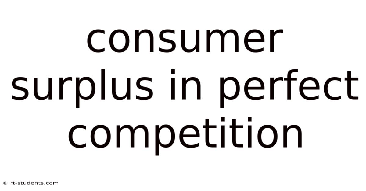 Consumer Surplus In Perfect Competition