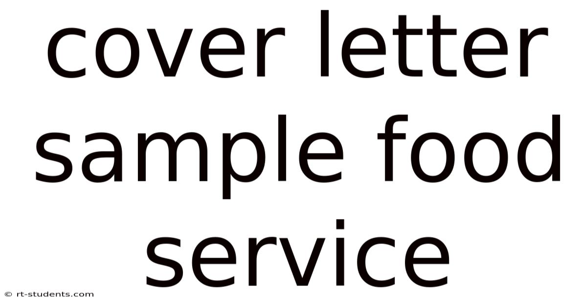 Cover Letter Sample Food Service