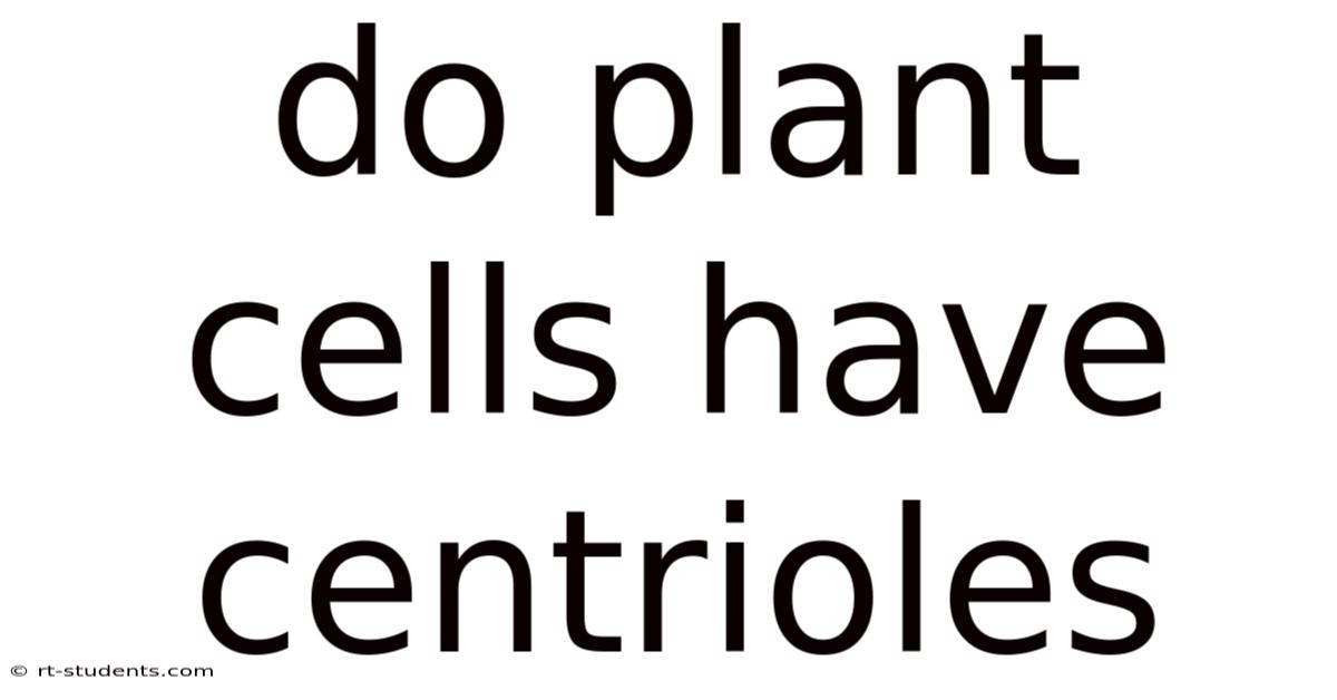 Do Plant Cells Have Centrioles