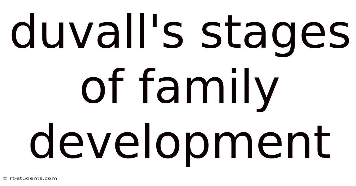 Duvall's Stages Of Family Development