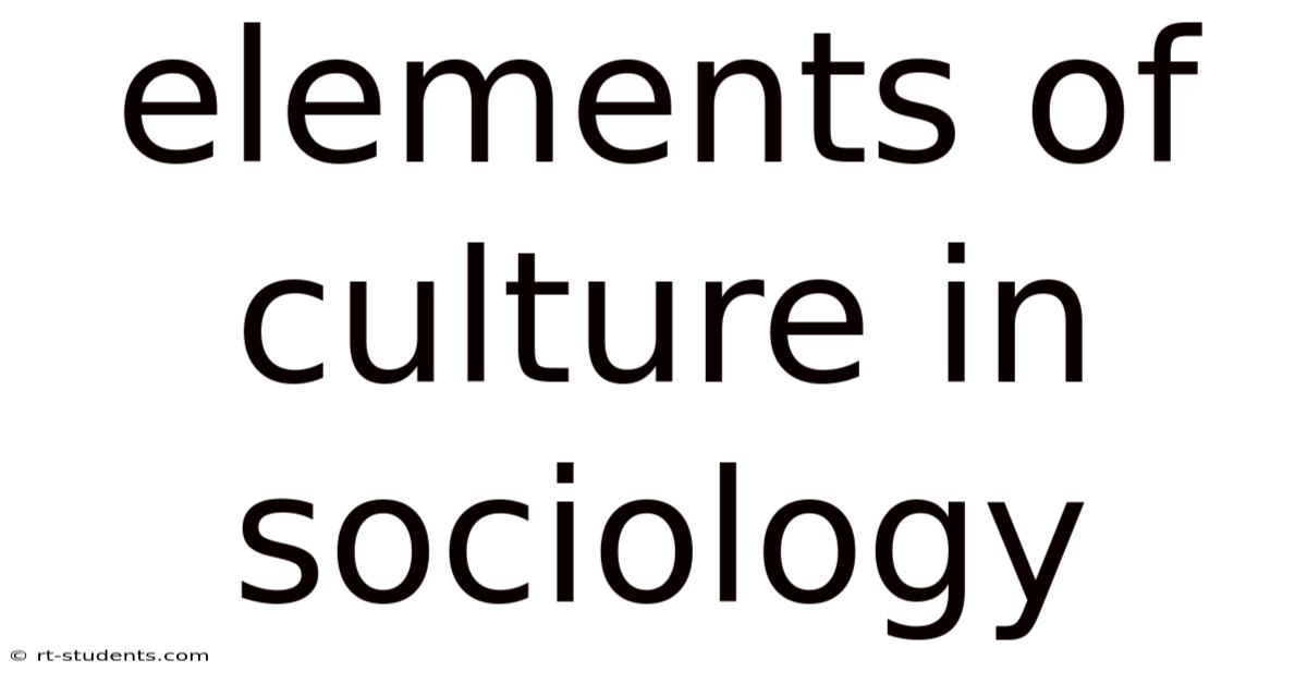 Elements Of Culture In Sociology