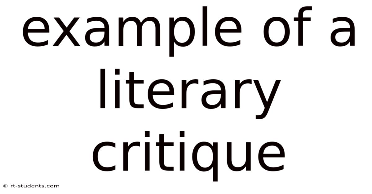 Example Of A Literary Critique