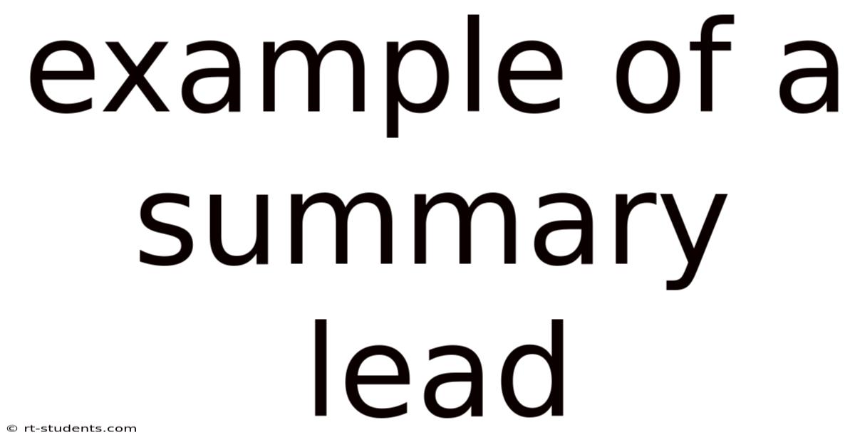 Example Of A Summary Lead