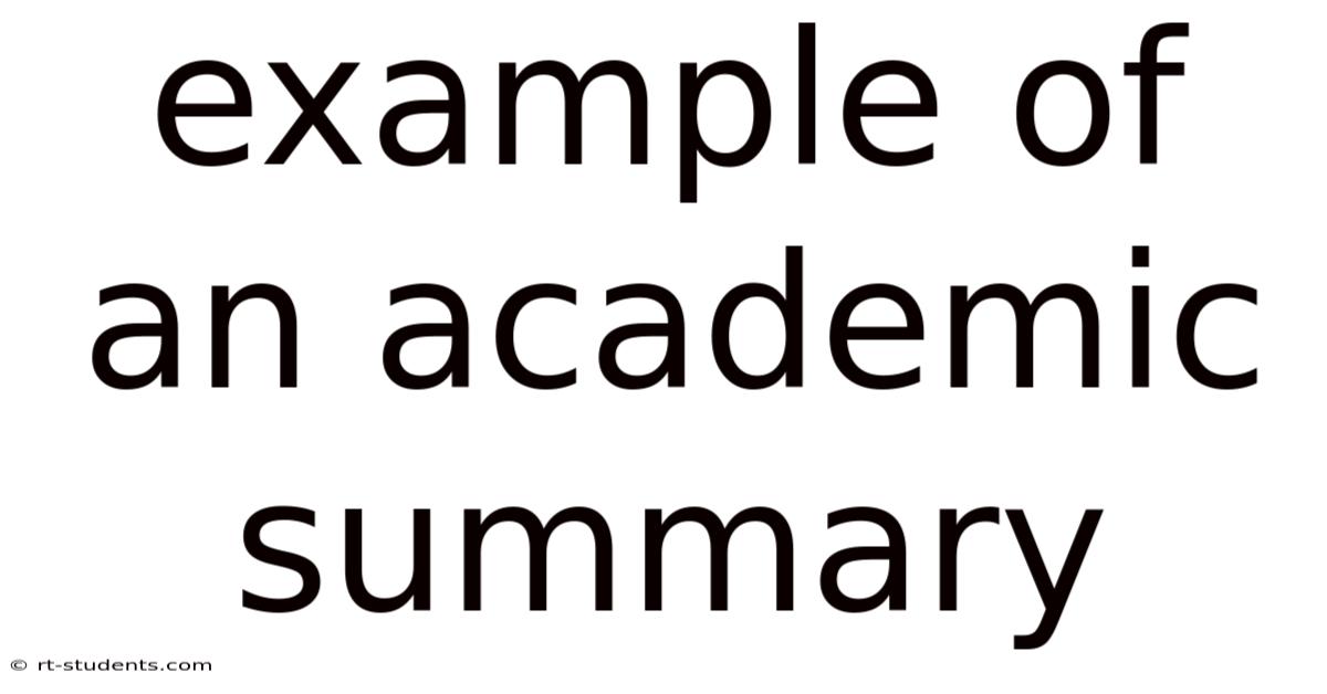 Example Of An Academic Summary