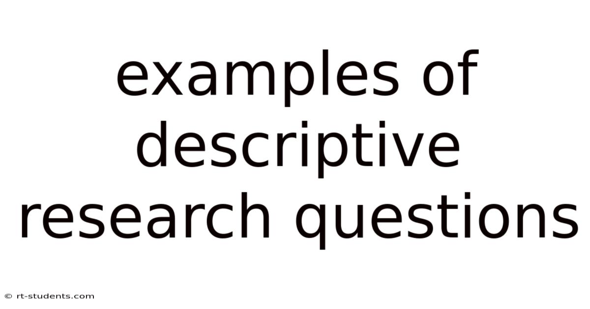Examples Of Descriptive Research Questions