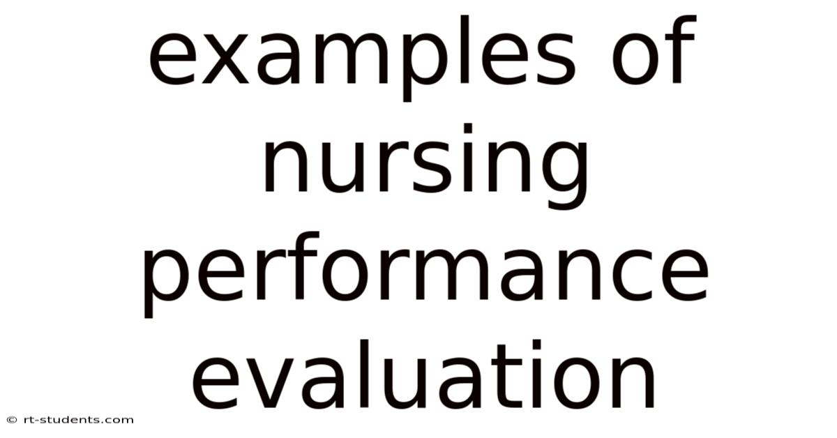 Examples Of Nursing Performance Evaluation