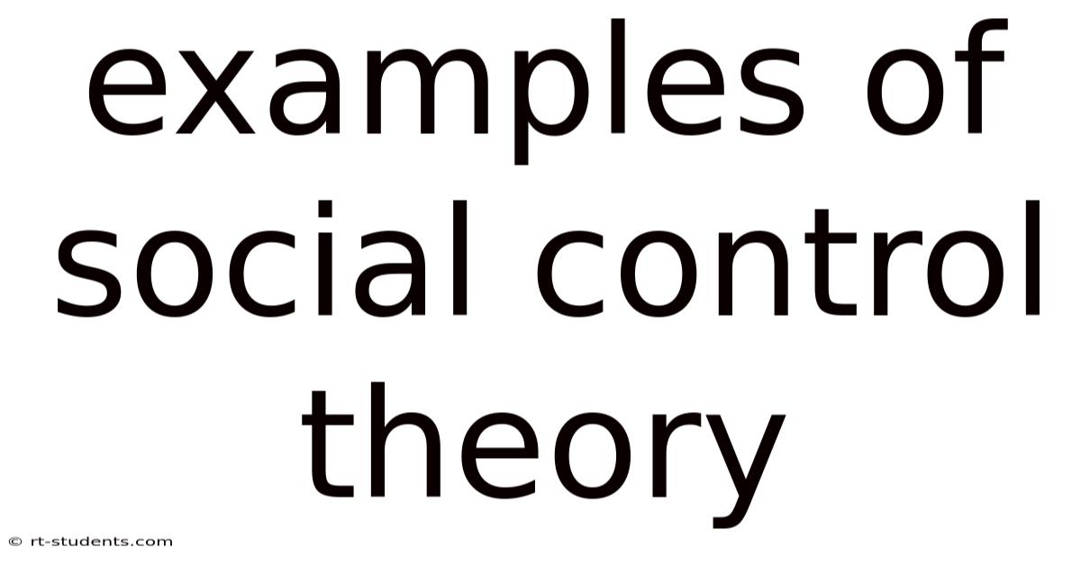 Examples Of Social Control Theory
