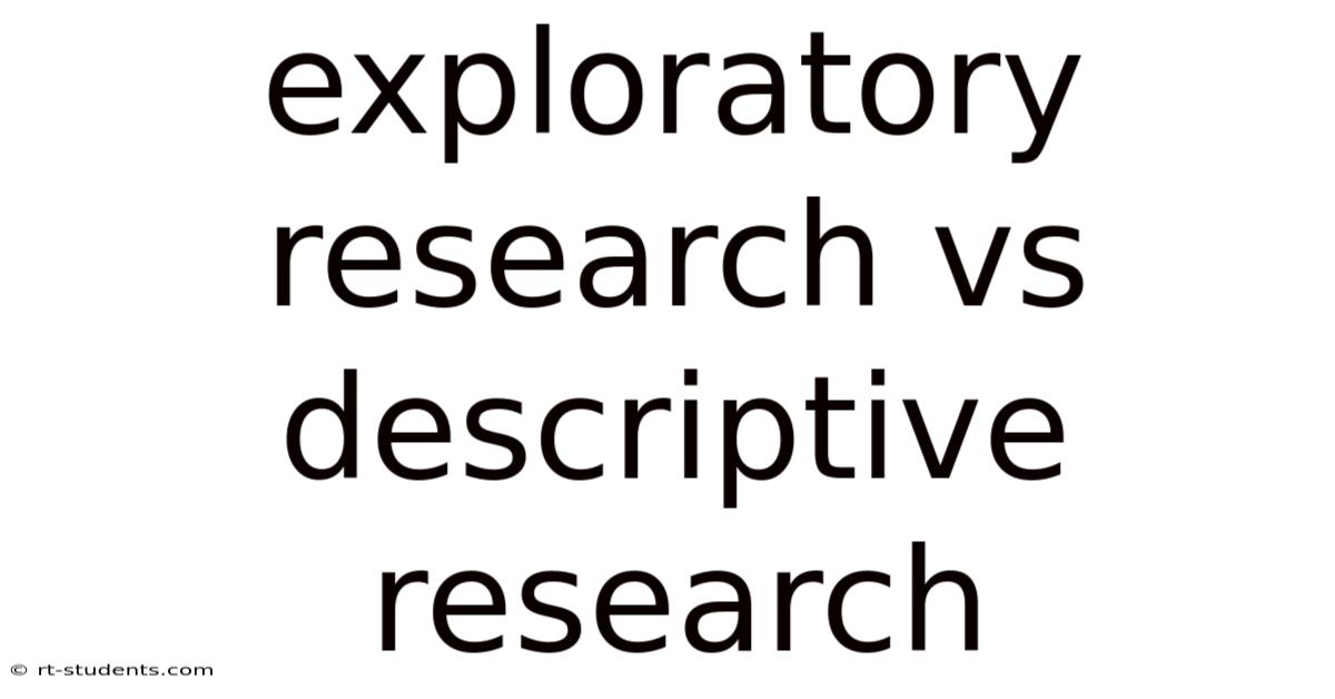 Exploratory Research Vs Descriptive Research