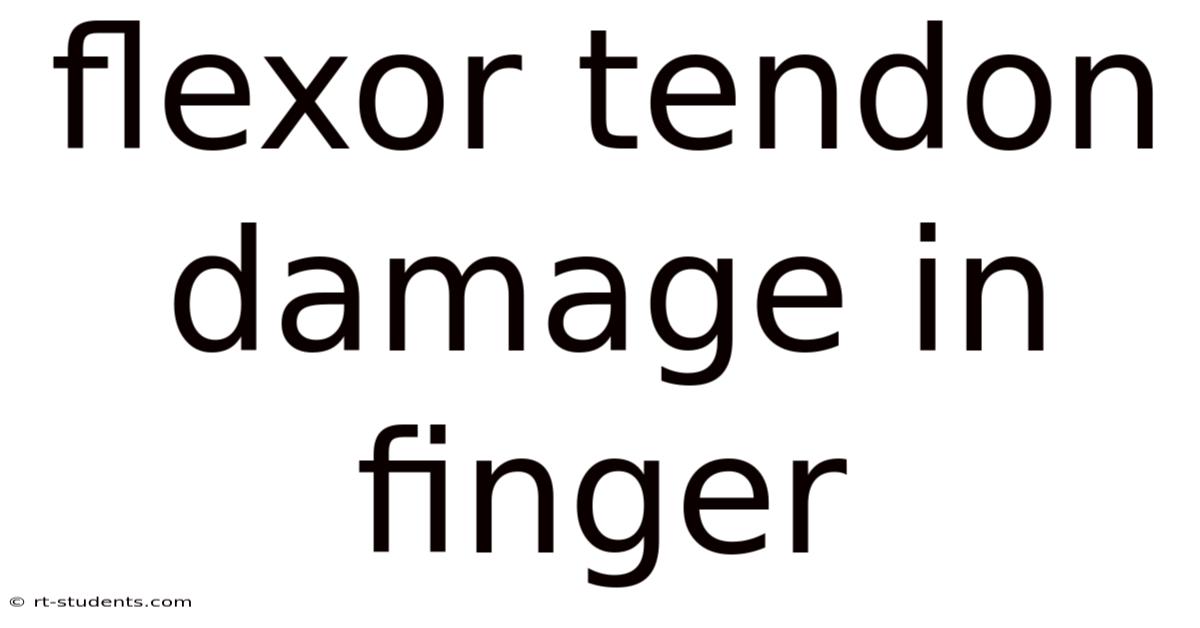 Flexor Tendon Damage In Finger