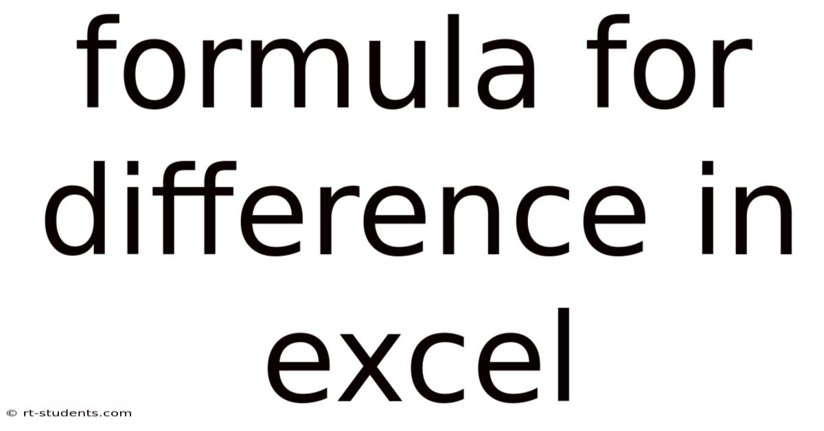 Formula For Difference In Excel