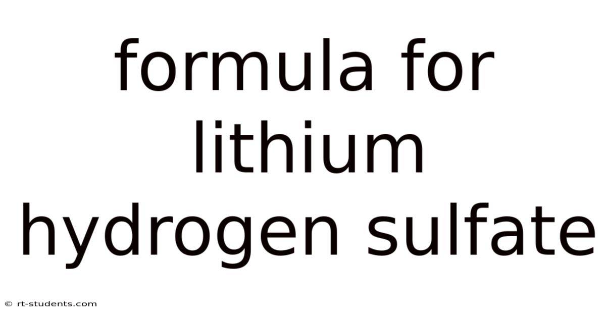 Formula For Lithium Hydrogen Sulfate