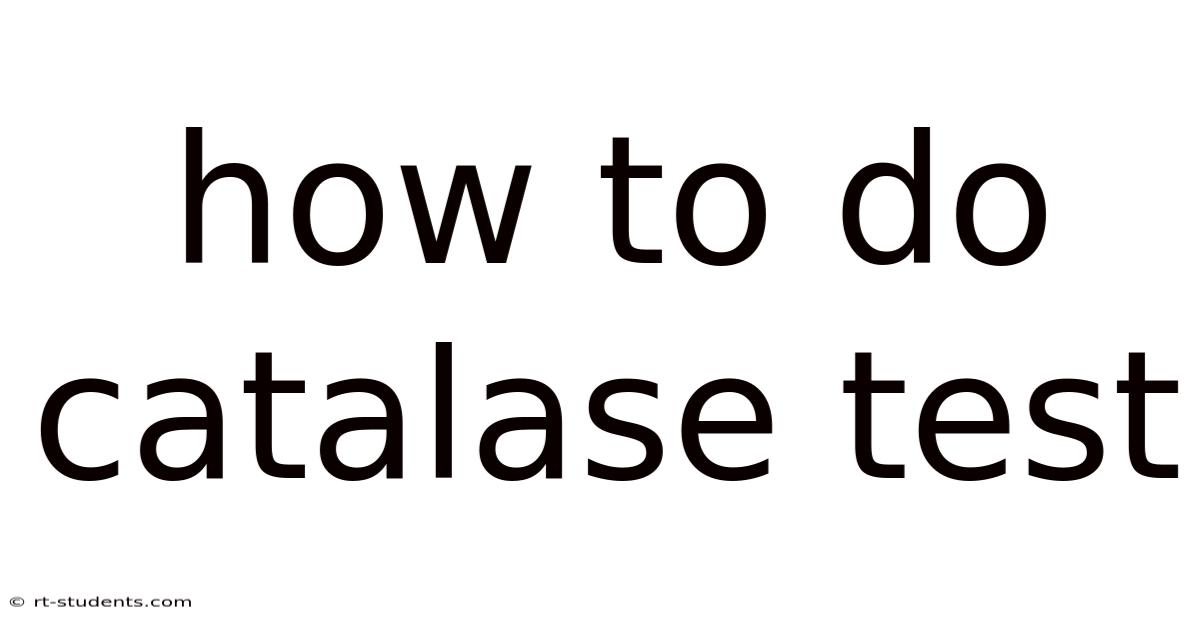 How To Do Catalase Test