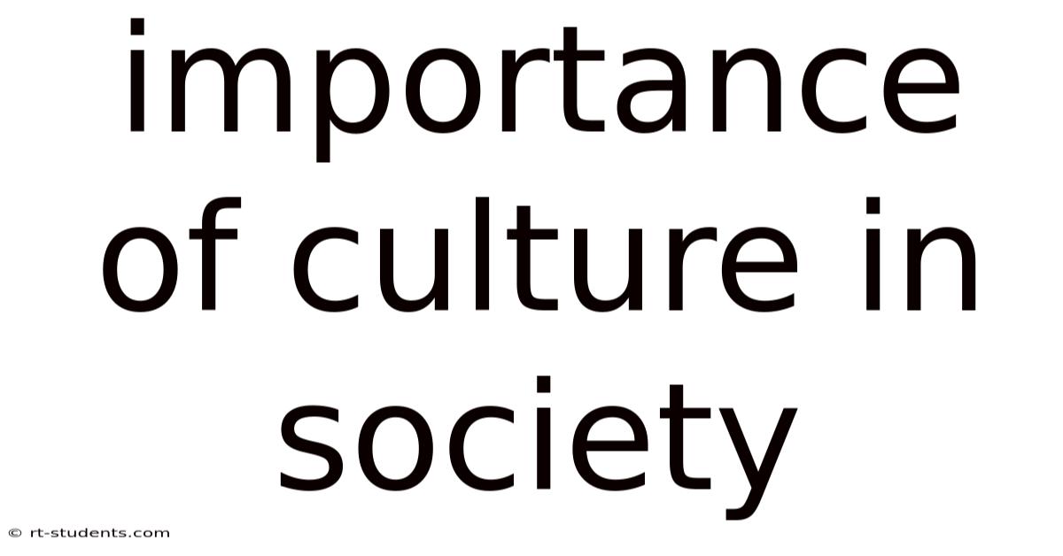 Importance Of Culture In Society