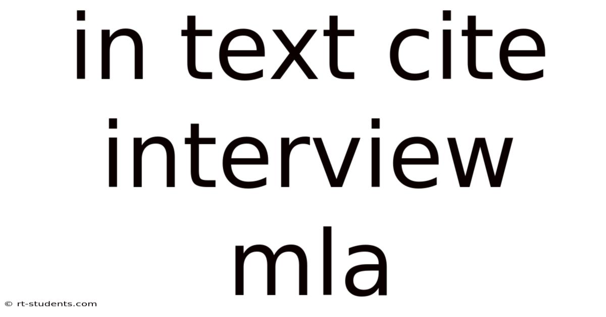 In Text Cite Interview Mla