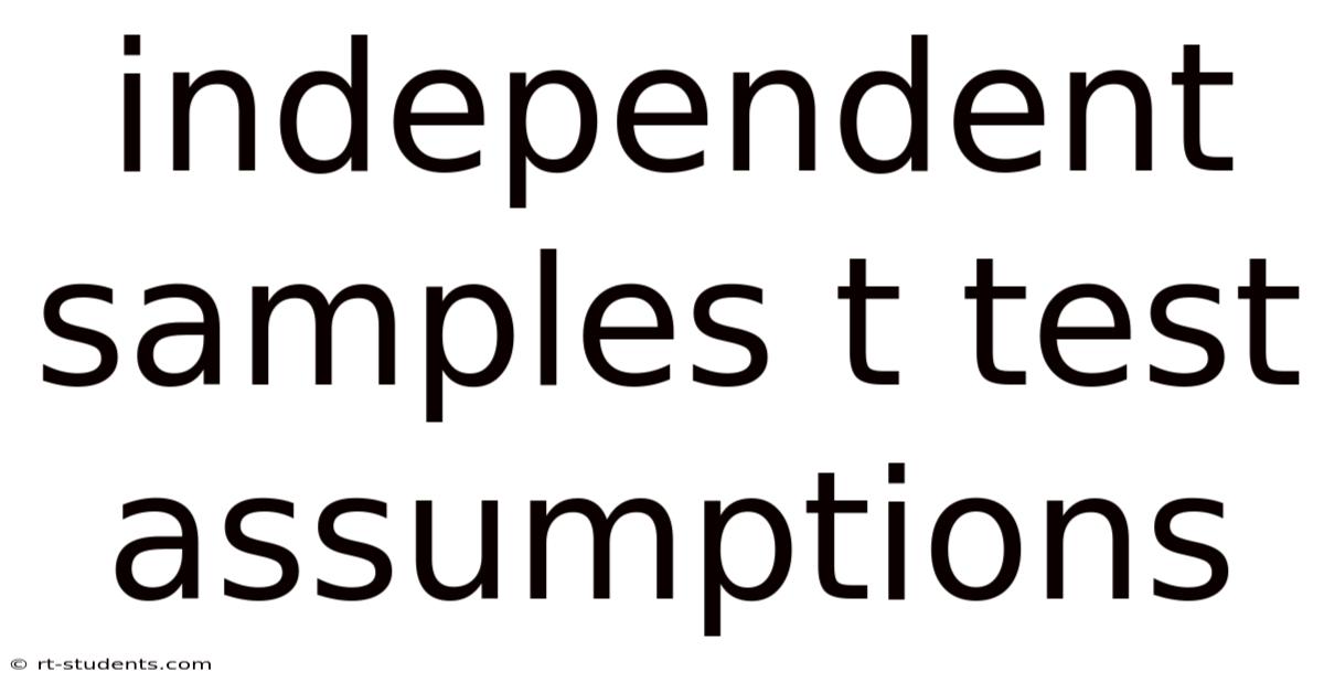 Independent Samples T Test Assumptions
