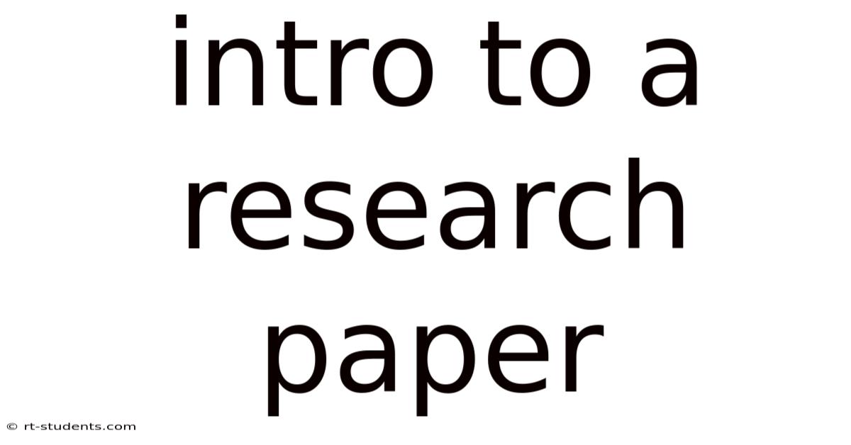 Intro To A Research Paper