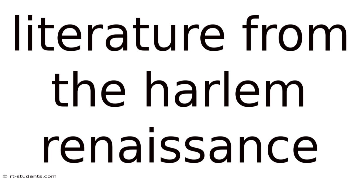 Literature From The Harlem Renaissance