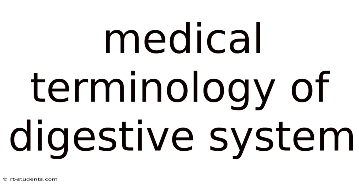 Medical Terminology Of Digestive System