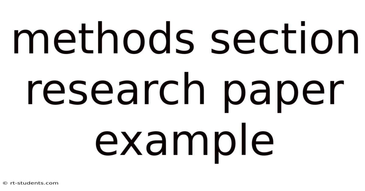 Methods Section Research Paper Example