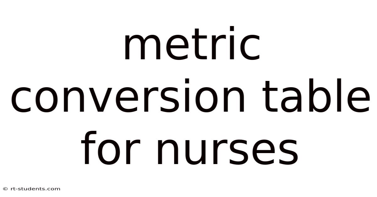 Metric Conversion Table For Nurses
