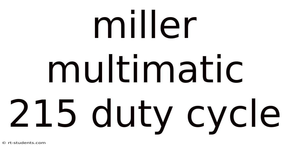 Miller Multimatic 215 Duty Cycle
