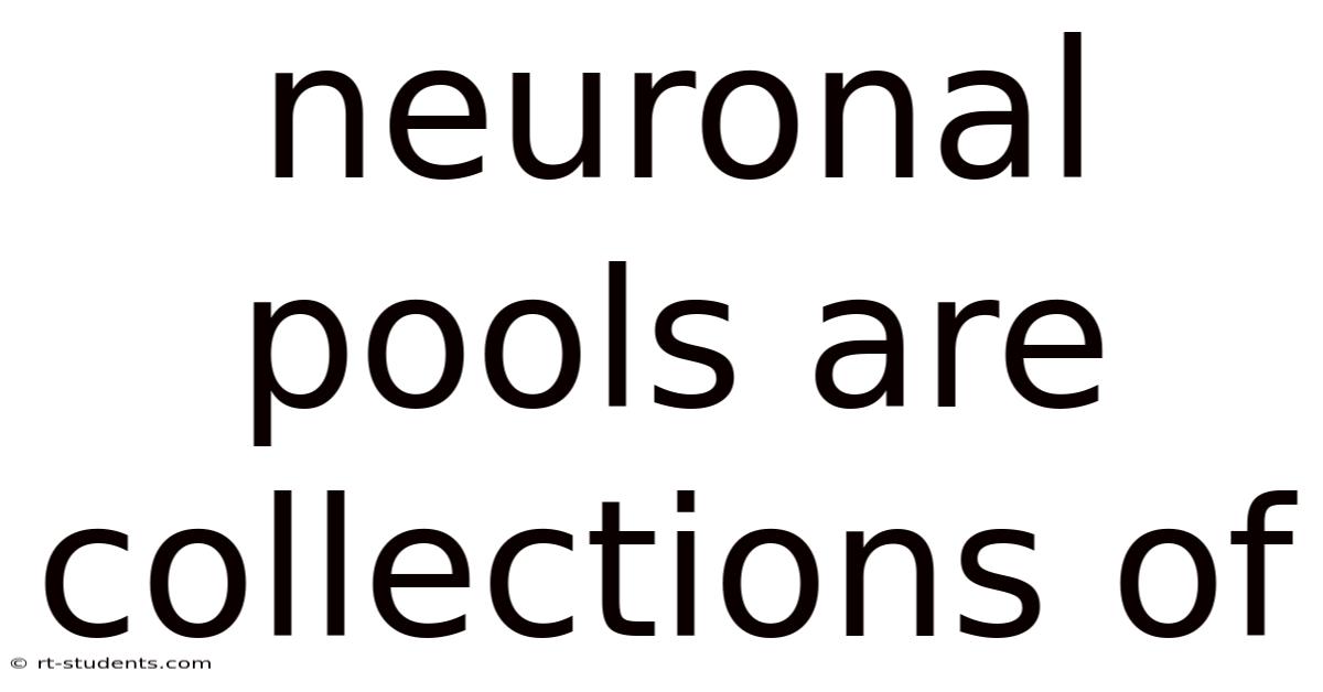 Neuronal Pools Are Collections Of