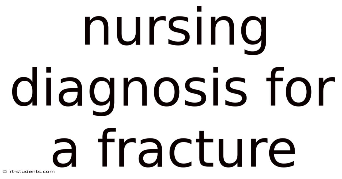 Nursing Diagnosis For A Fracture