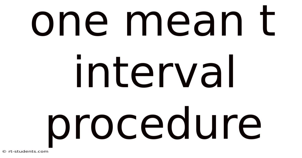 One Mean T Interval Procedure
