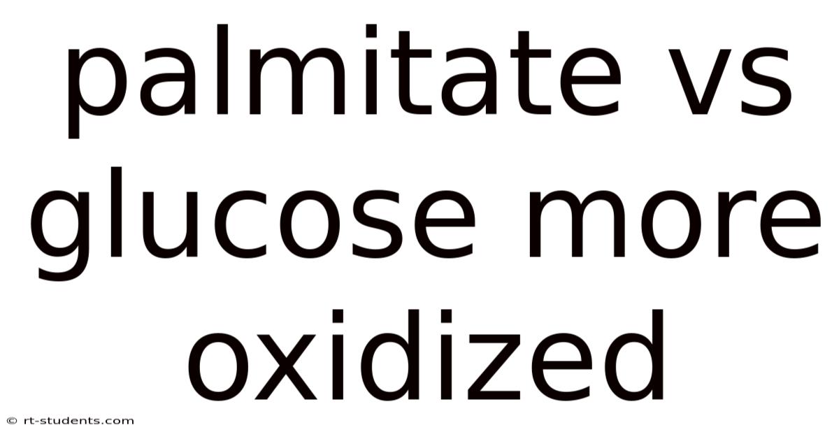 Palmitate Vs Glucose More Oxidized