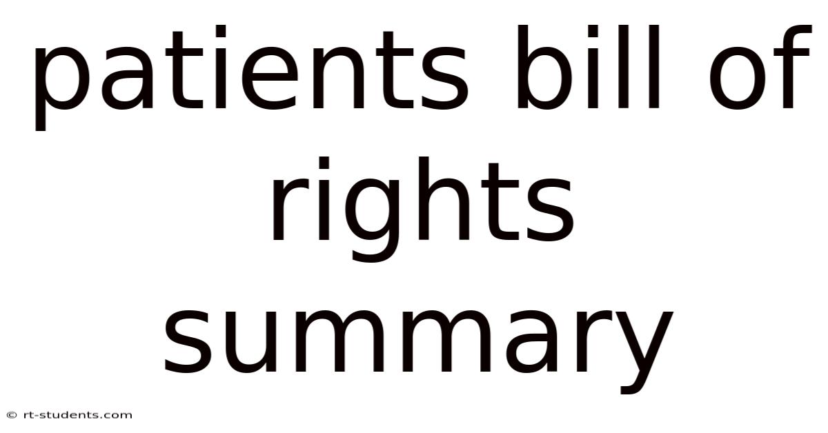 Patients Bill Of Rights Summary