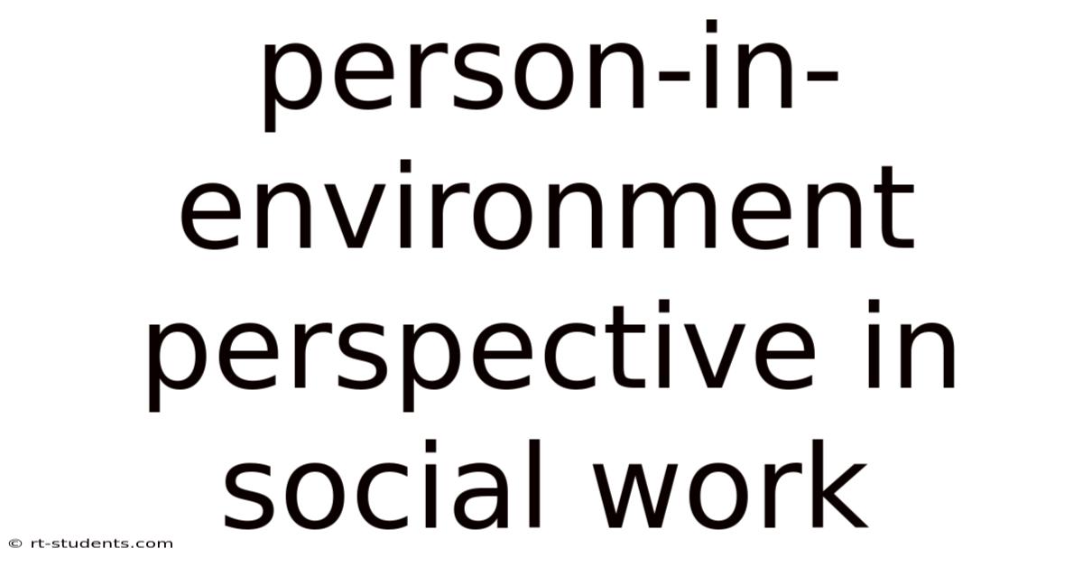 Person-in-environment Perspective In Social Work