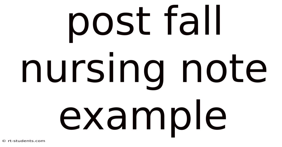 Post Fall Nursing Note Example