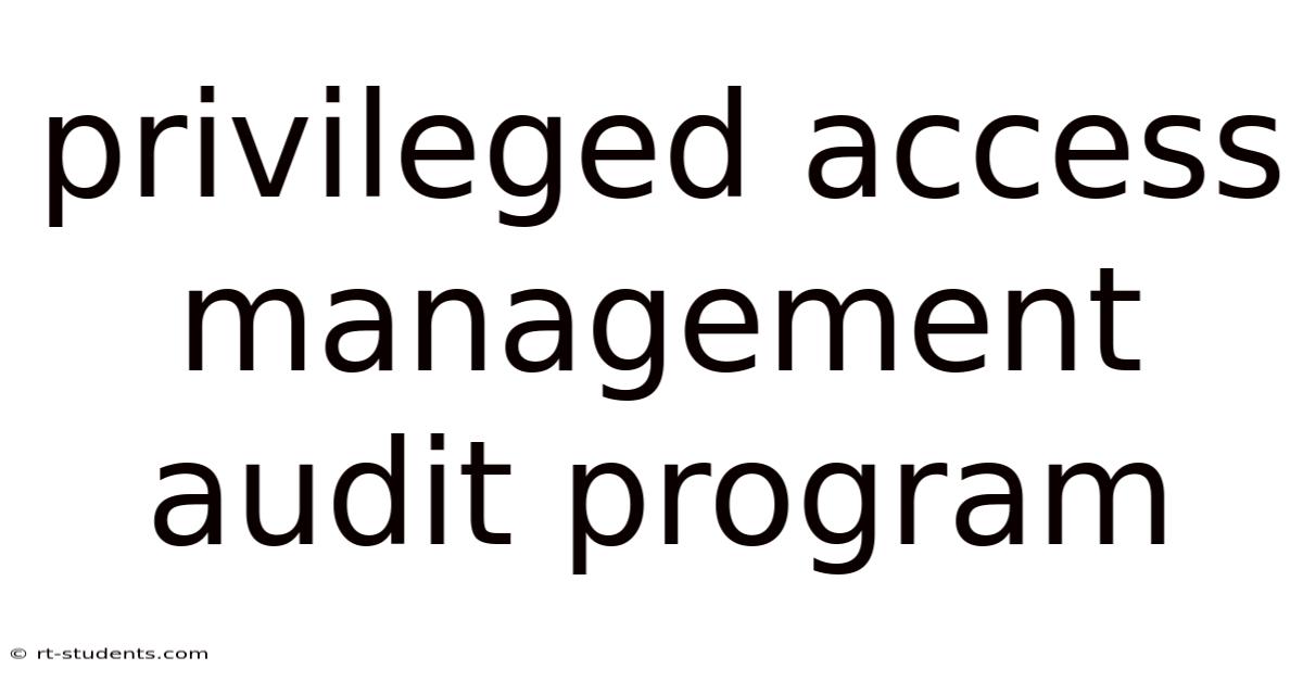 Privileged Access Management Audit Program