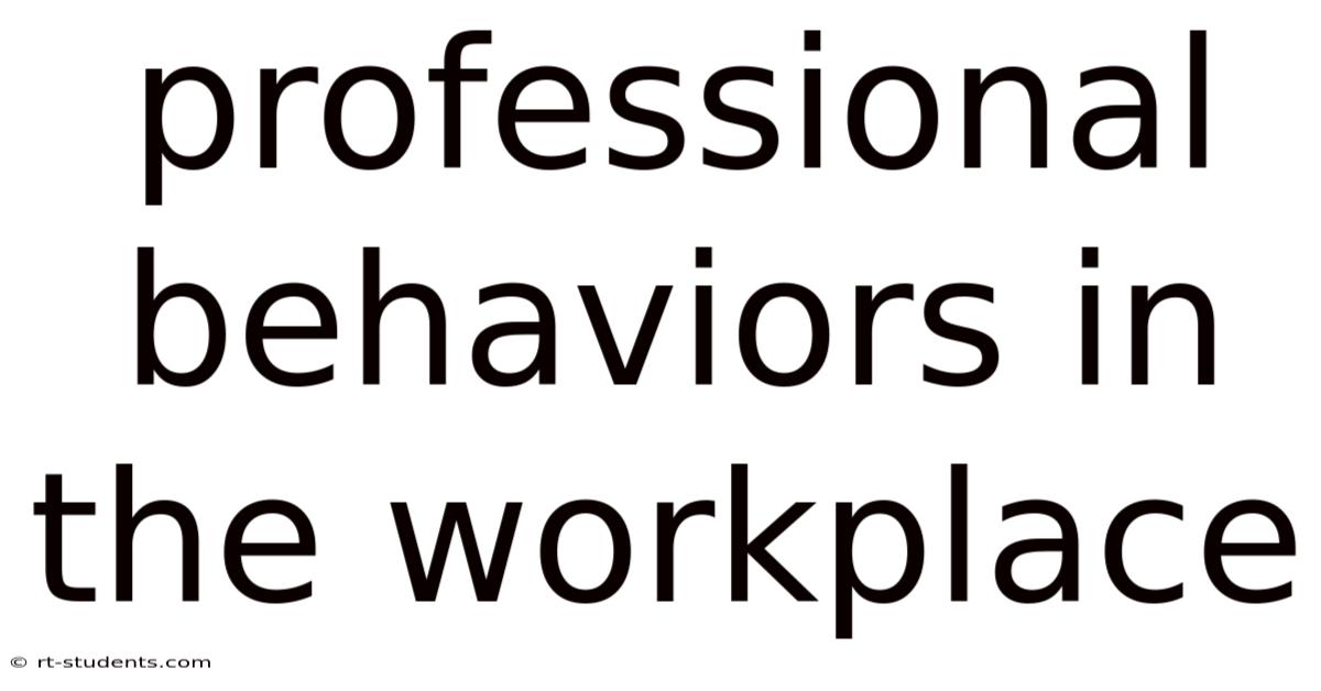 Professional Behaviors In The Workplace