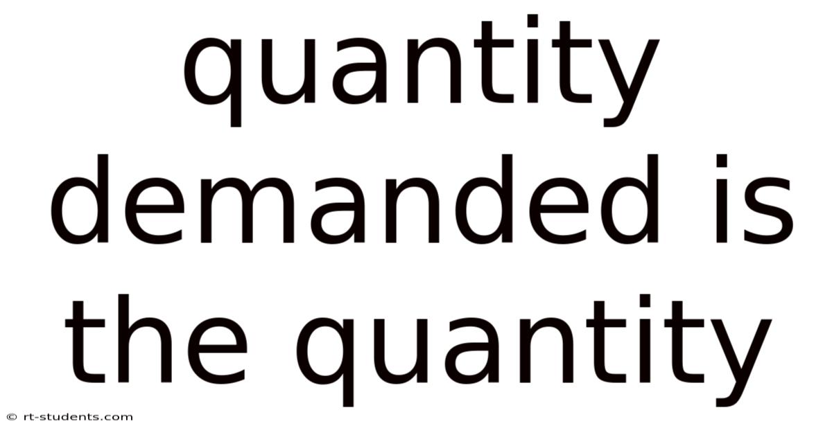 Quantity Demanded Is The Quantity