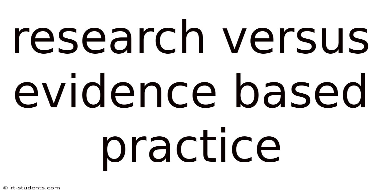 Research Versus Evidence Based Practice
