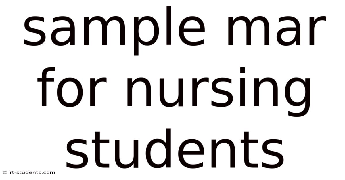 Sample Mar For Nursing Students