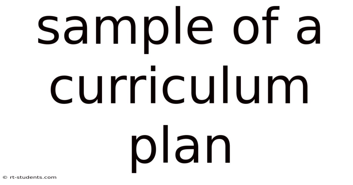 Sample Of A Curriculum Plan